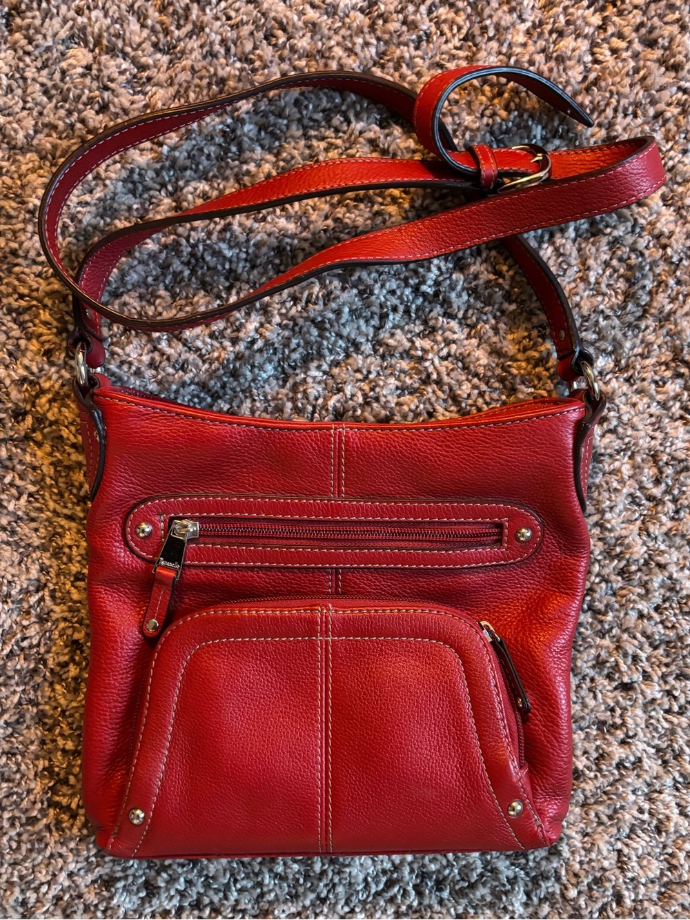 Vintage Tiganello Red Leather Crossbody Bag